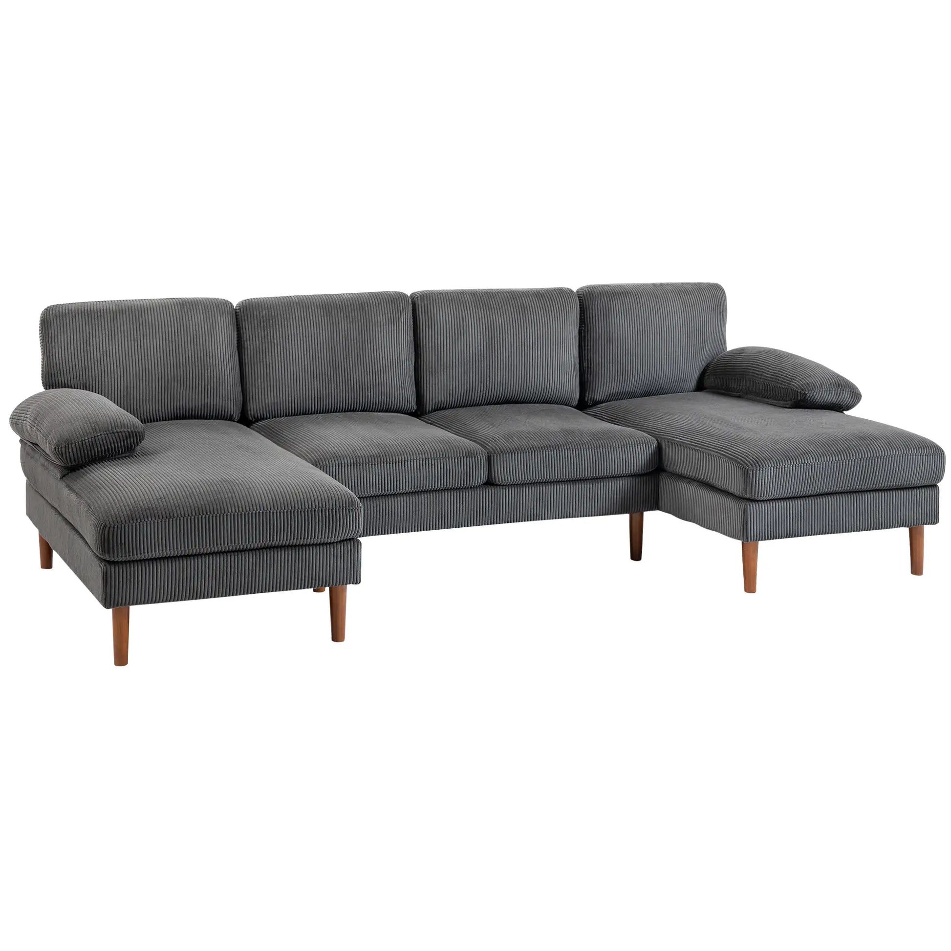 U Shape Couch with Double Chaise, Modern 4 Seater Sofa, Dark Grey 3-Seater Sofas at Gallery Canada