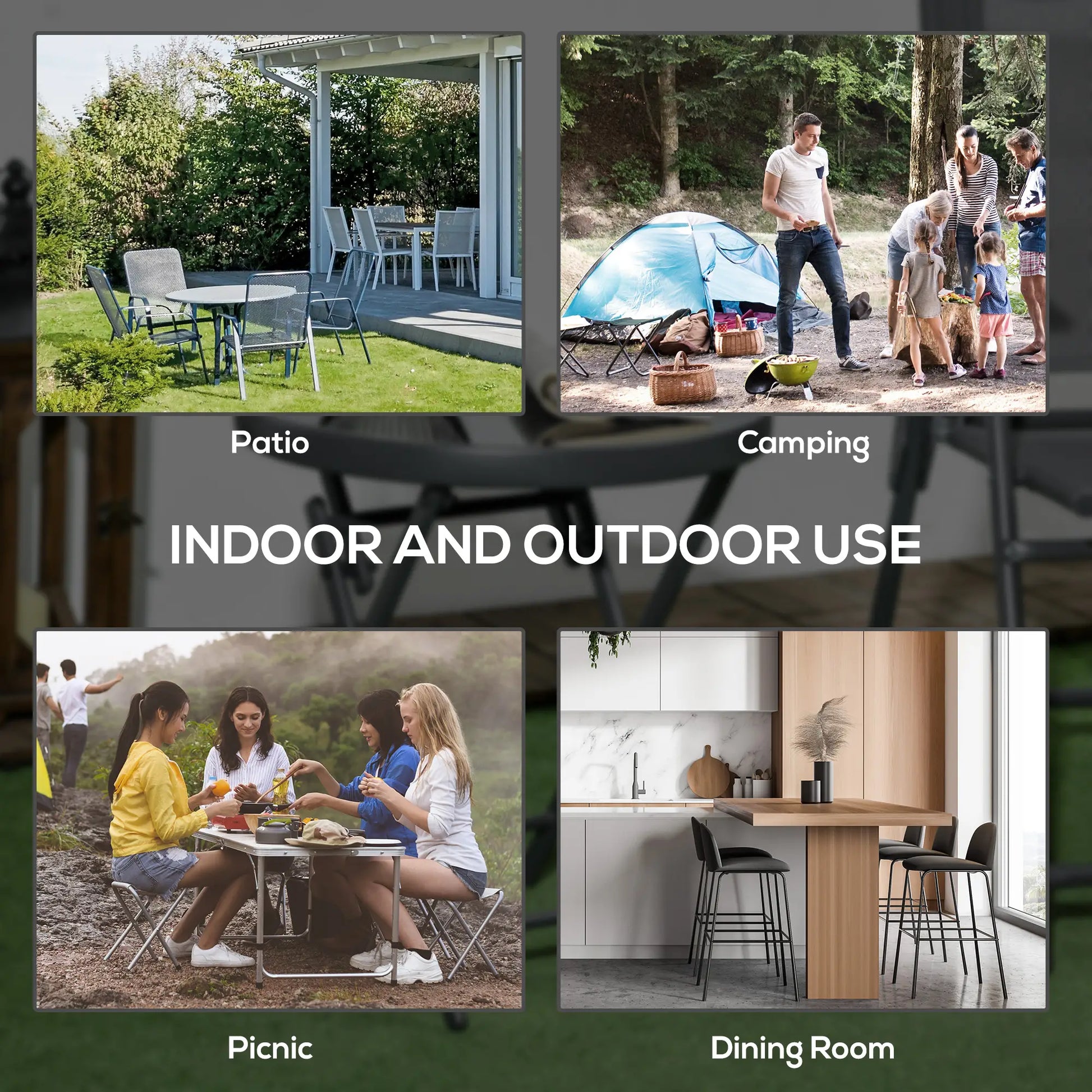 18" Outdoor Round Folding Table, Tempered Glass Top, Black Patio Side Tables at Gallery Canada