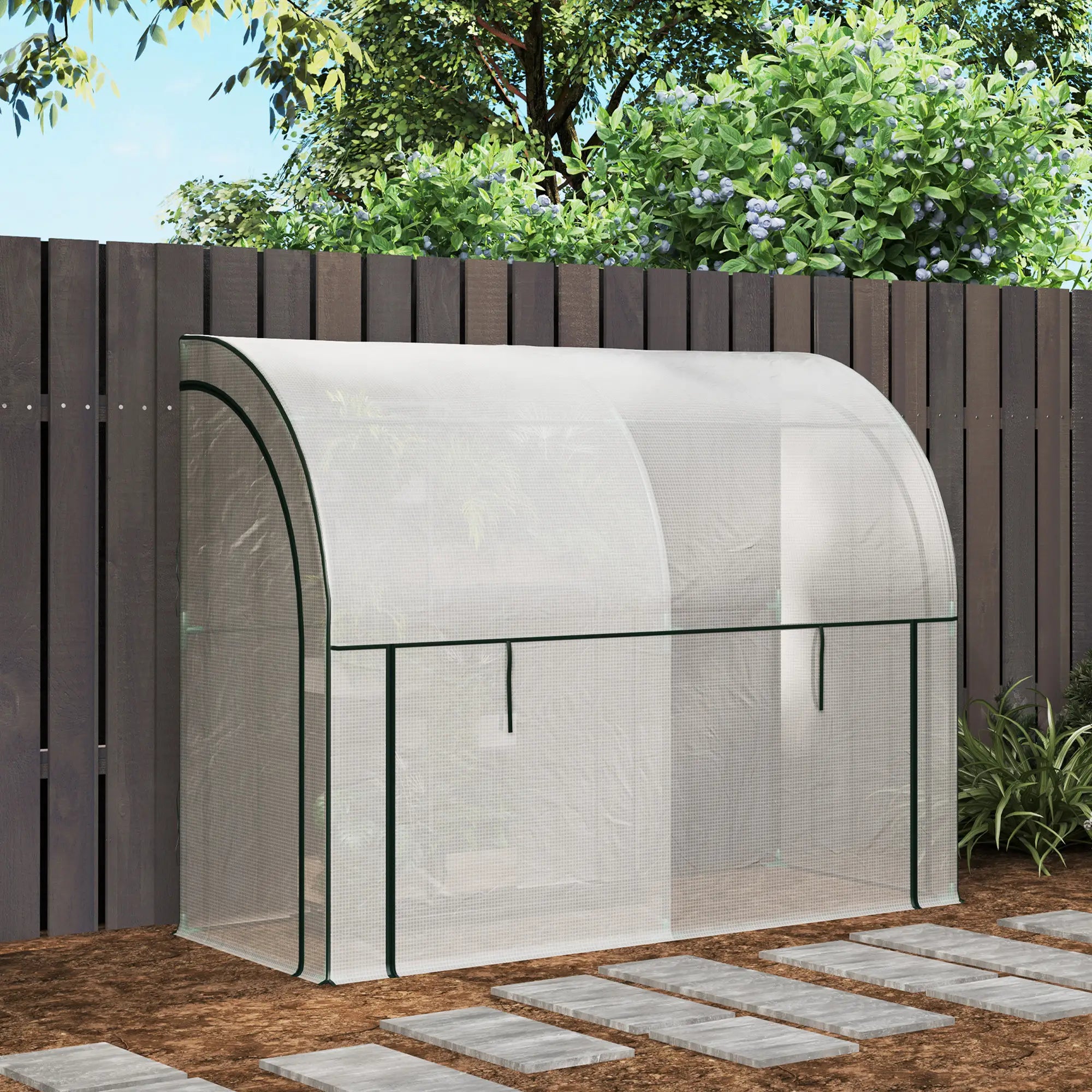Walk-In Lean-To Greenhouse, 7' x 3' x 5', Zipper Roll-Up Doors, White Walk In Greenhouses at Gallery Canada