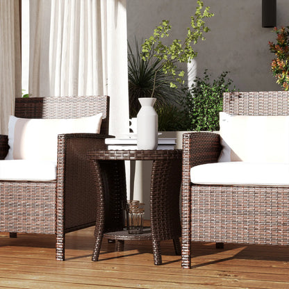 18" Wicker Outdoor Coffee Table, PE Rattan, 2-Tier Storage, Brown Coffee Tables at Gallery Canada