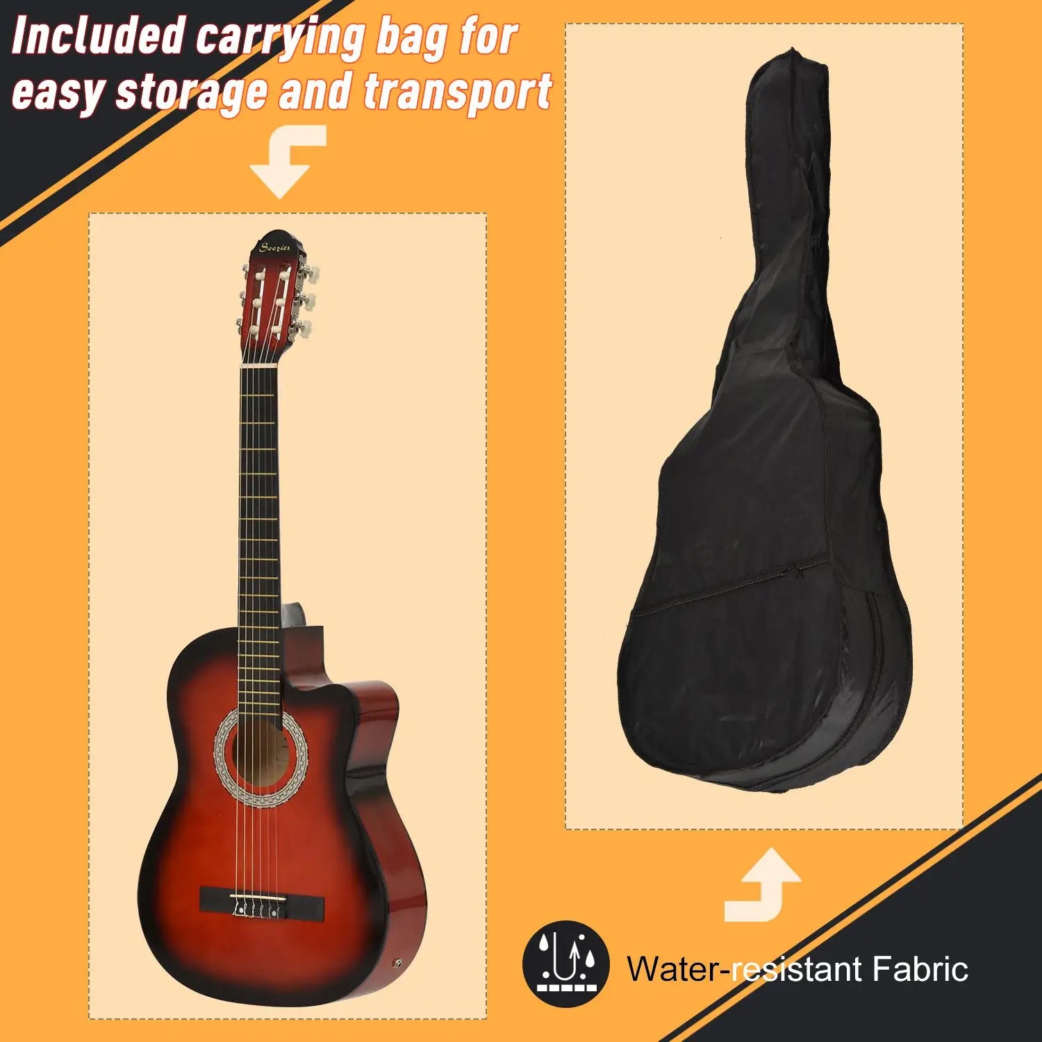 39.5 Inch Acoustic Electric Guitar, Beginner Set, Wine Red Electronic Musical Pianos at Gallery Canada