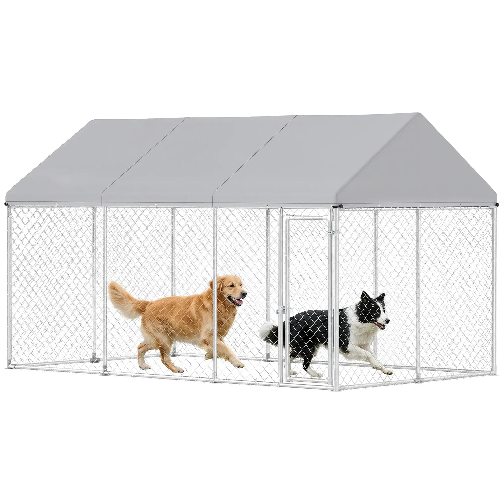 Galvanized Steel Outdoor Dog Kennel, Safety Lock, 13.1' x 7.5' x 7.8' Houses, Kennels & Pens at Gallery Canada