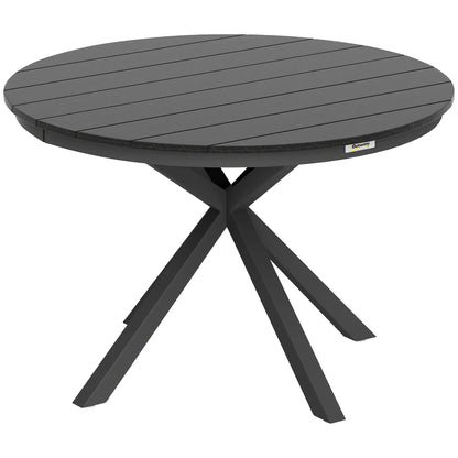 46.5" Round Outdoor Dining Table For 6, Slatted Top, Black Patio Dining Tables Black at Gallery Canada