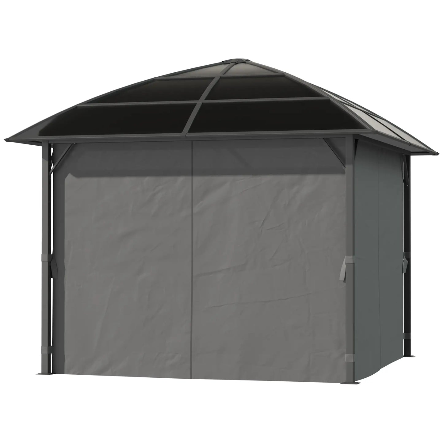 10' x 10' Hardtop Gazebo, UV60+ Polycarbonate Roof, Steel Frame, Dark Grey Gazebos at Gallery Canada