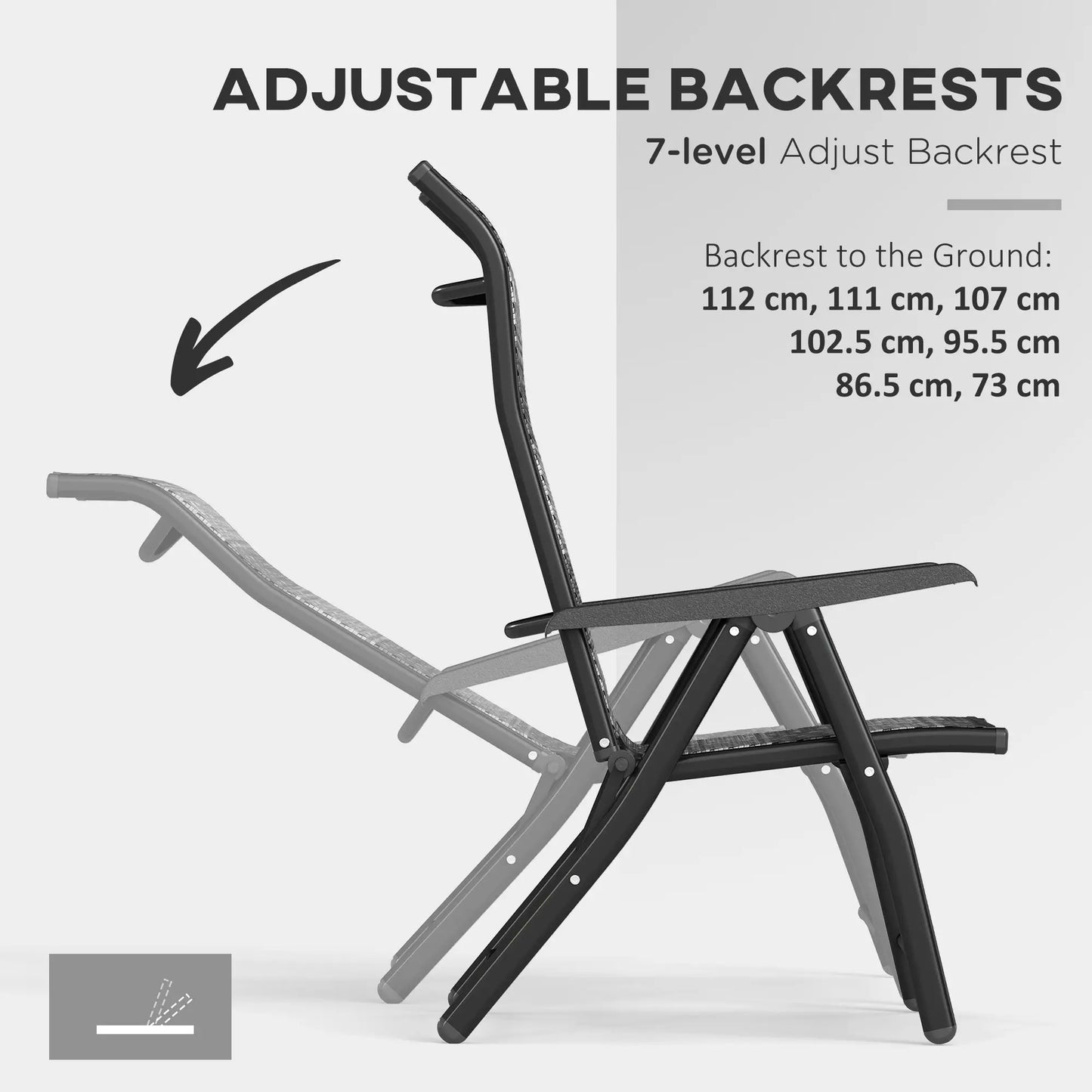 2PCs Outdoor Wicker Folding Chairs, Adjustable Backrest, Mixed Grey, Grey Patio Chairs at Gallery Canada