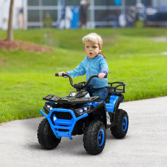 Kids ATV, 12V Electric Ride On Toy, Spring Suspension, Storage Basket, Blue Electric Ride On Toys Blue at Gallery Canada