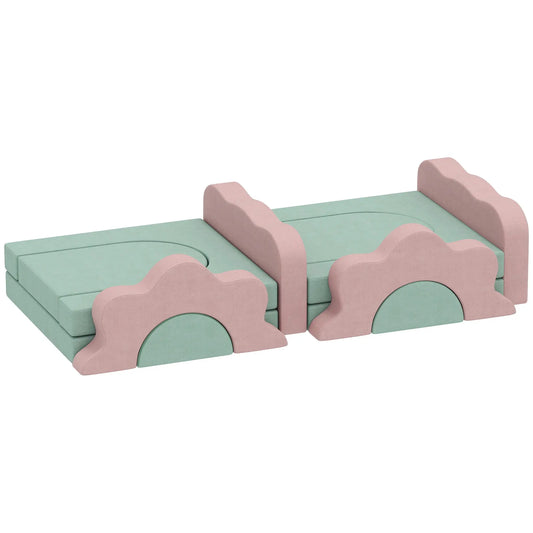 12-Piece Climbing Toys for Toddlers, Indoor Play Set, Green Kids Gym & Playmats Pink, Green at Gallery Canada