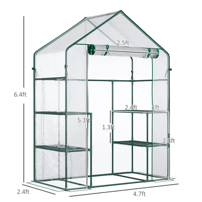 56" x 29" x 77" Walk-In Greenhouse, 4 Shelves, Roll-Up Door, Clear Mini Greenhouses at Gallery Canada