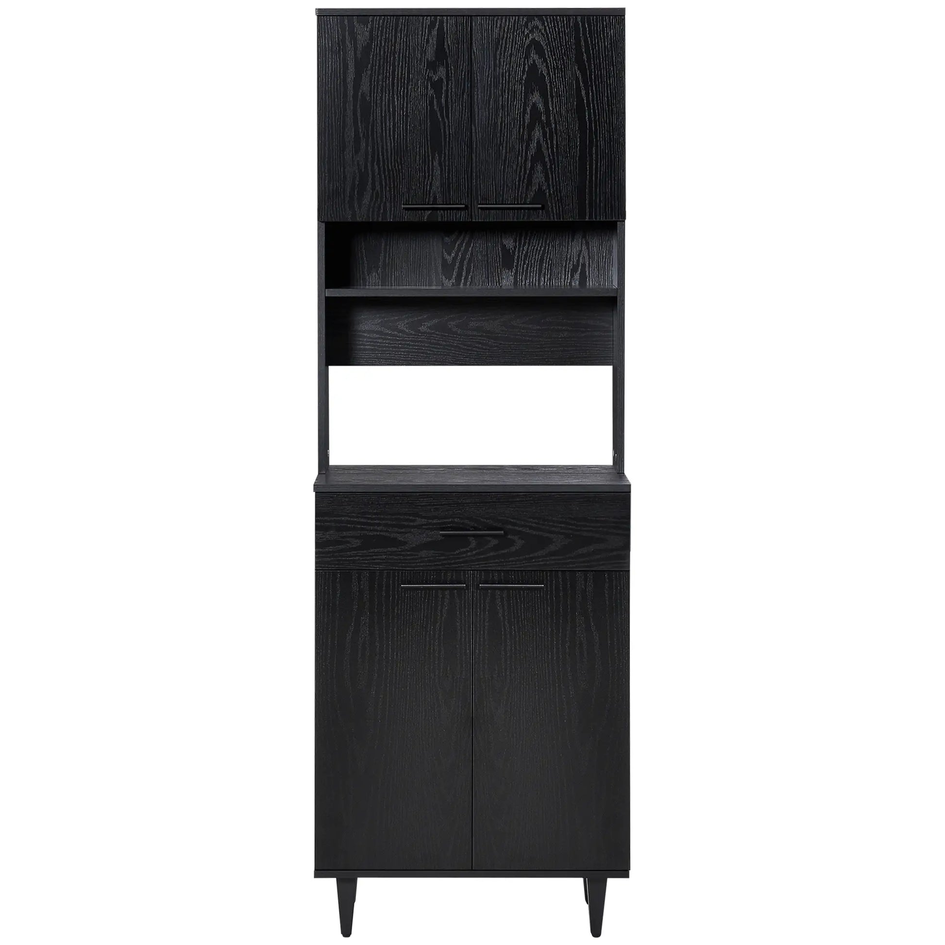 Modern Kitchen Buffet with Hutch, Wooden Storage Cupboard, Black Kitchen Pantry Cabinets at Gallery Canada