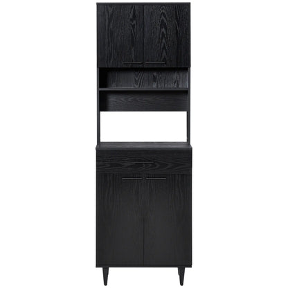 Modern Kitchen Buffet with Hutch, Wooden Storage Cupboard, Black Kitchen Pantry Cabinets at Gallery Canada