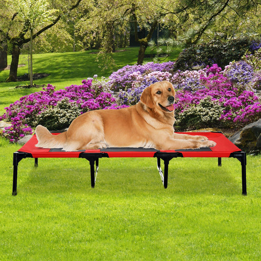 Elevated Dog Bed, Foldable Raised Dog Cot for XL Sized Dogs, Indoor &; Outdoor, 48" x 36" x 9", Red - Gallery Canada