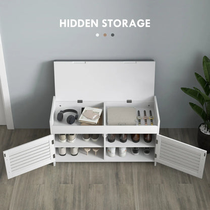 Entryway Bench with Cushion, Hidden Storage, 35.4", White Shoe Storage Cabinets & Racks at Gallery Canada