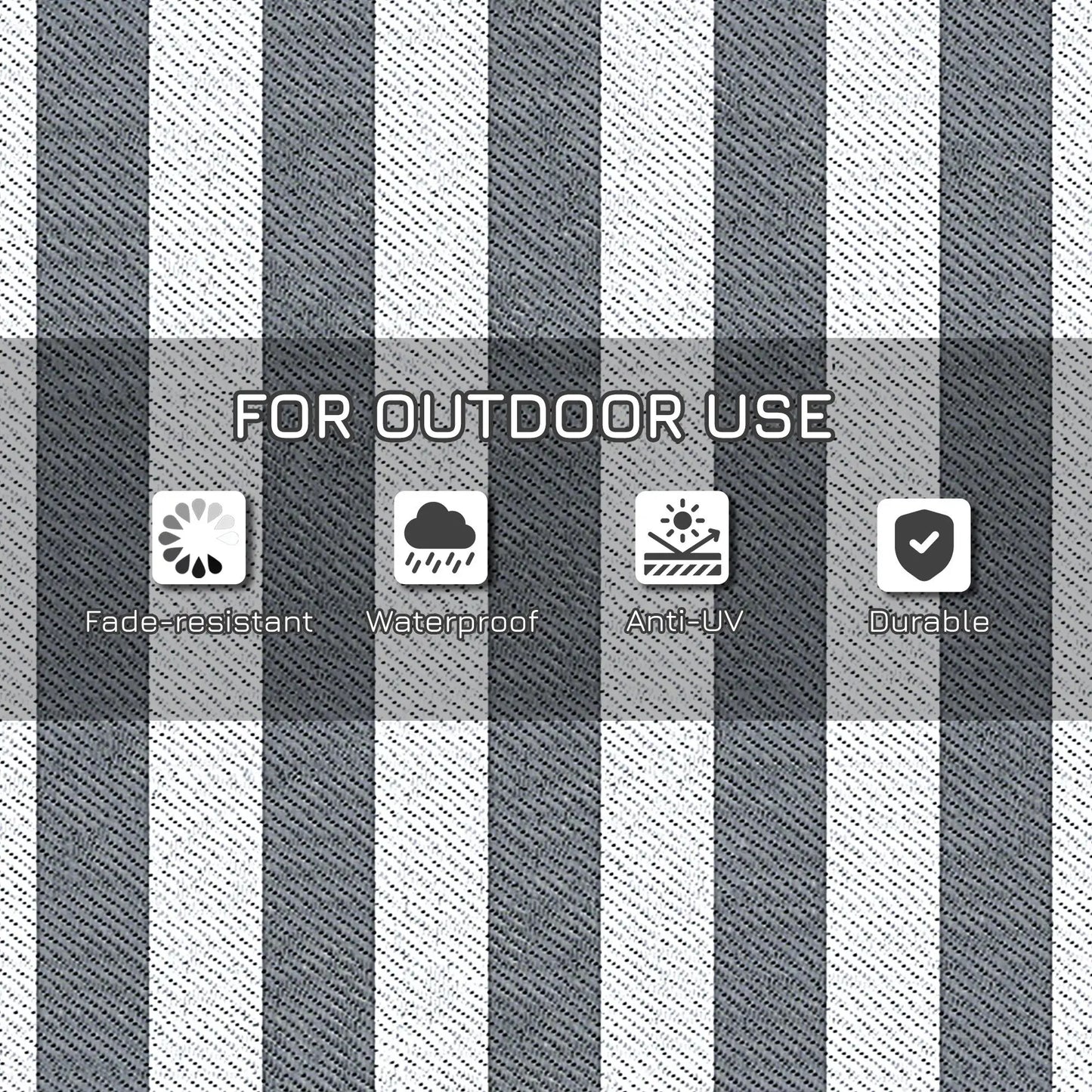 Reversible Outdoor RV Rug, Patio Floor Mat, 9' x 18', Grey & White Garden Decor at Gallery Canada