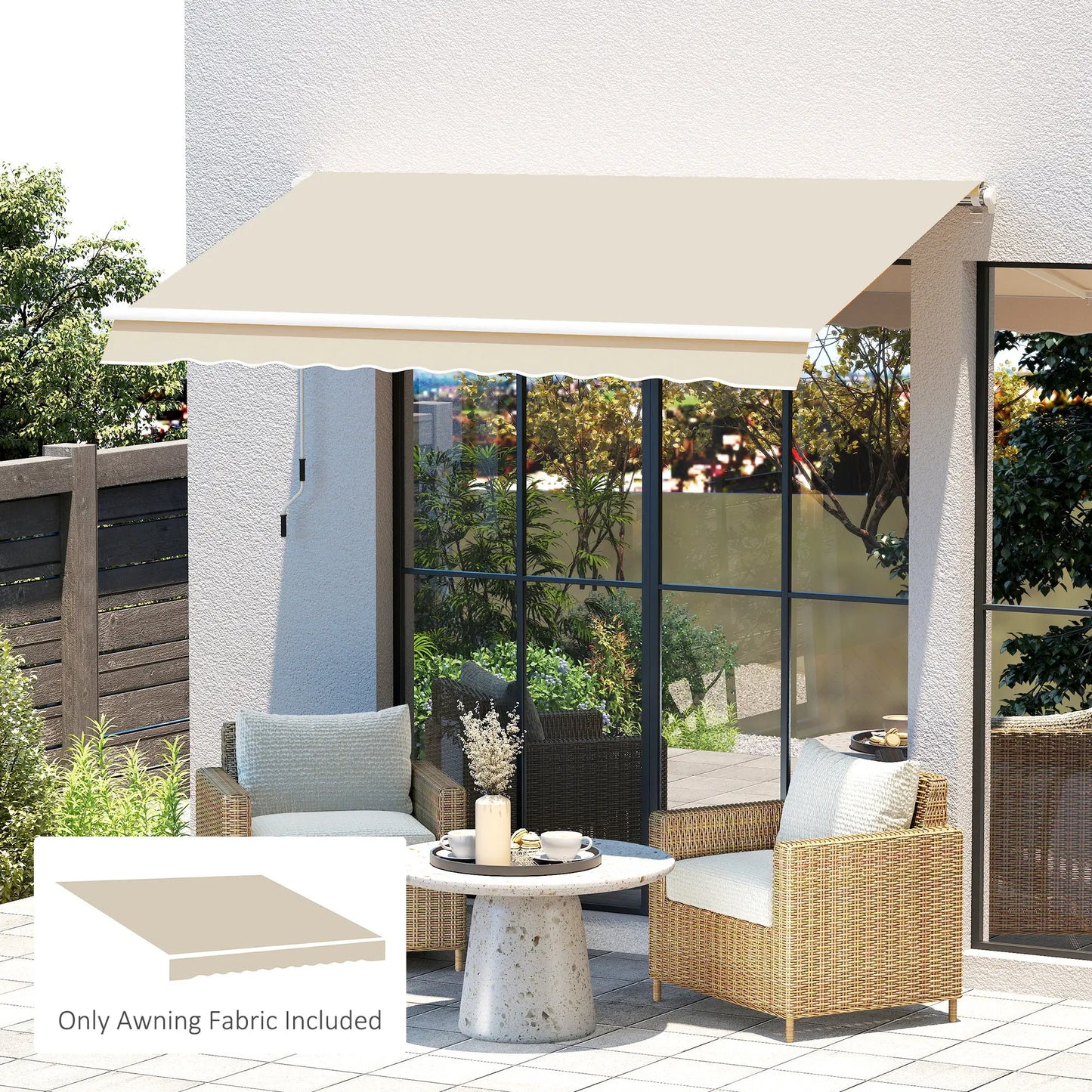 9' x 8' Outdoor Sunshade Canopy, Retractable Awning Fabric, Beige Awning Fabric Replacement at Gallery Canada