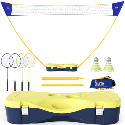 Portable Badminton Net Set, 9.5x5 ft, Foldable, Includes Rackets, Shuttlecocks Badminton Yellow, Blue at Gallery Canada
