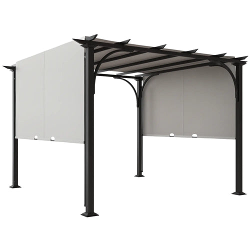10' x 10' Outdoor Pergola, Steel Frame, White
