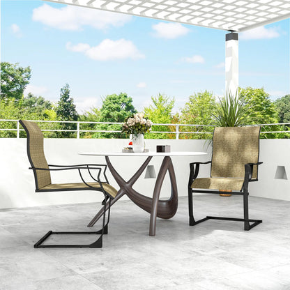 Spring Motion Patio Chairs Set Of 2, Curved High Backrest, Armrest, All Weather Fabric, Metal Frame Outdoor Dining Sets at Gallery Canada