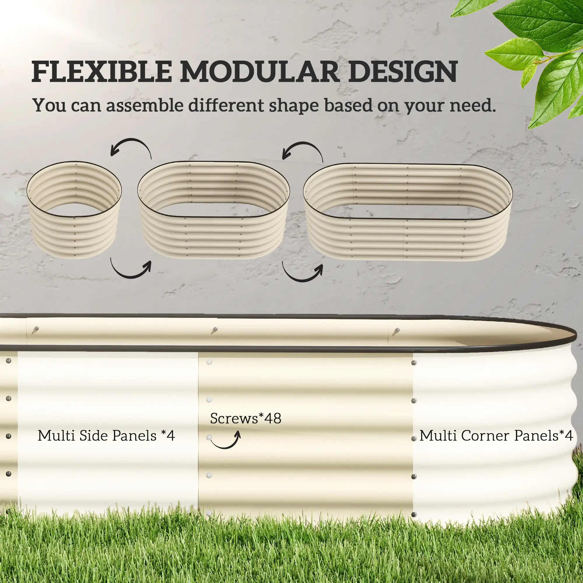 5 x 2 x 1.5 FT Galvanized Steel Raised Garden Bed, Cream White Galvanized Planter Boxes at Gallery Canada