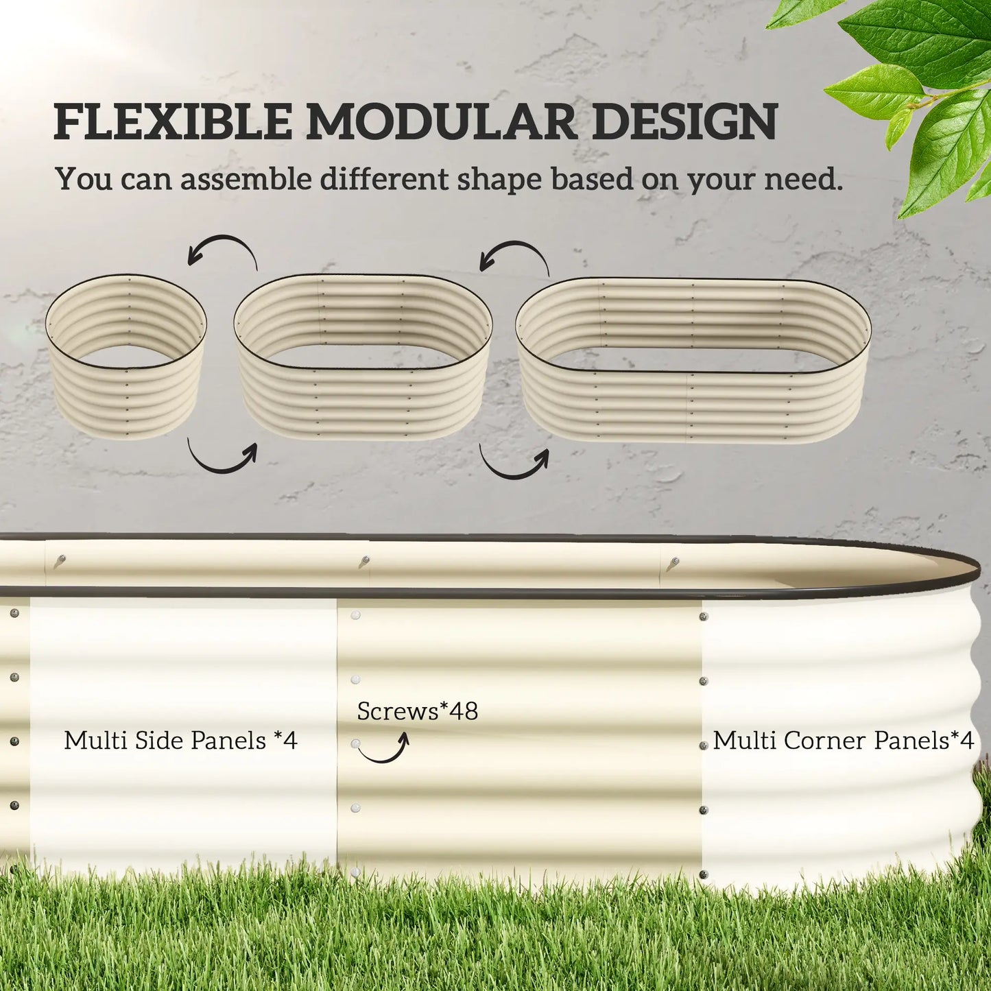5 x 2 x 1.5 FT Galvanized Steel Raised Garden Bed, Cream White Galvanized Planter Boxes at Gallery Canada