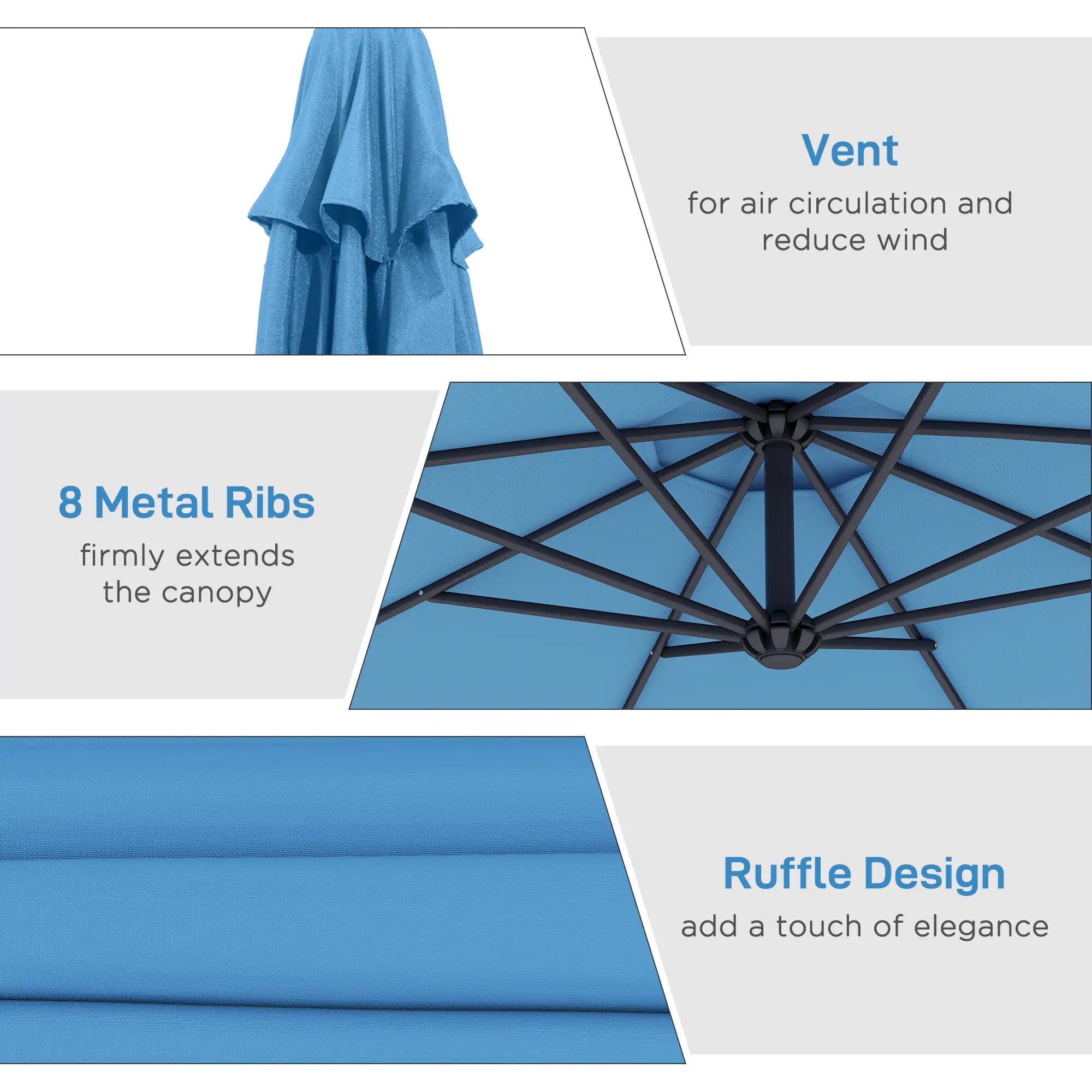 10' Blue Deluxe Patio Umbrella, Offset Sunshade With Crank, Blue Offset Cantilever Umbrellas at Gallery Canada
