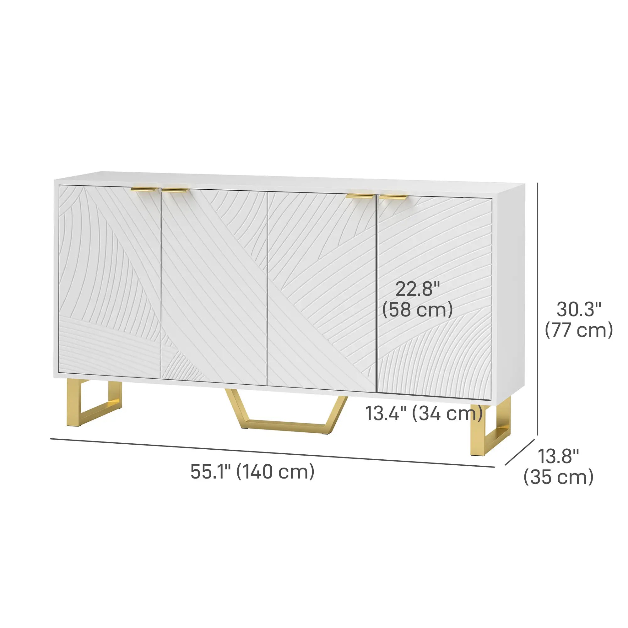 Sideboard Buffet Cabinet, Adjustable Shelves, Living Room TV Cabinet, 65 Inch, White Storage Cabinets at Gallery Canada