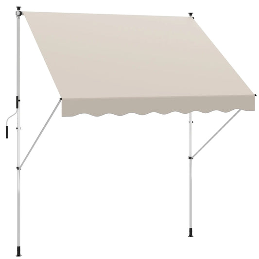 10x5ft Manual Retractable Awning, Water Resistant UV Protector, Beige Door Awnings Beige at Gallery Canada