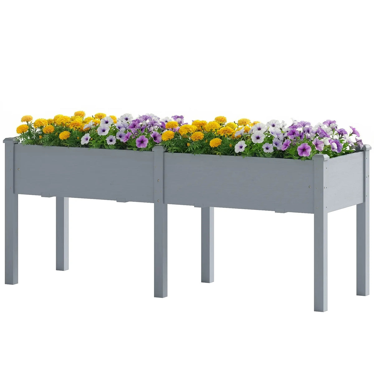 Wooden Raised Garden Bed With Legs, 72" x 23" x 30", Elevated Outdoor Planter Box Elevated Garden Beds Grey at Gallery Canada