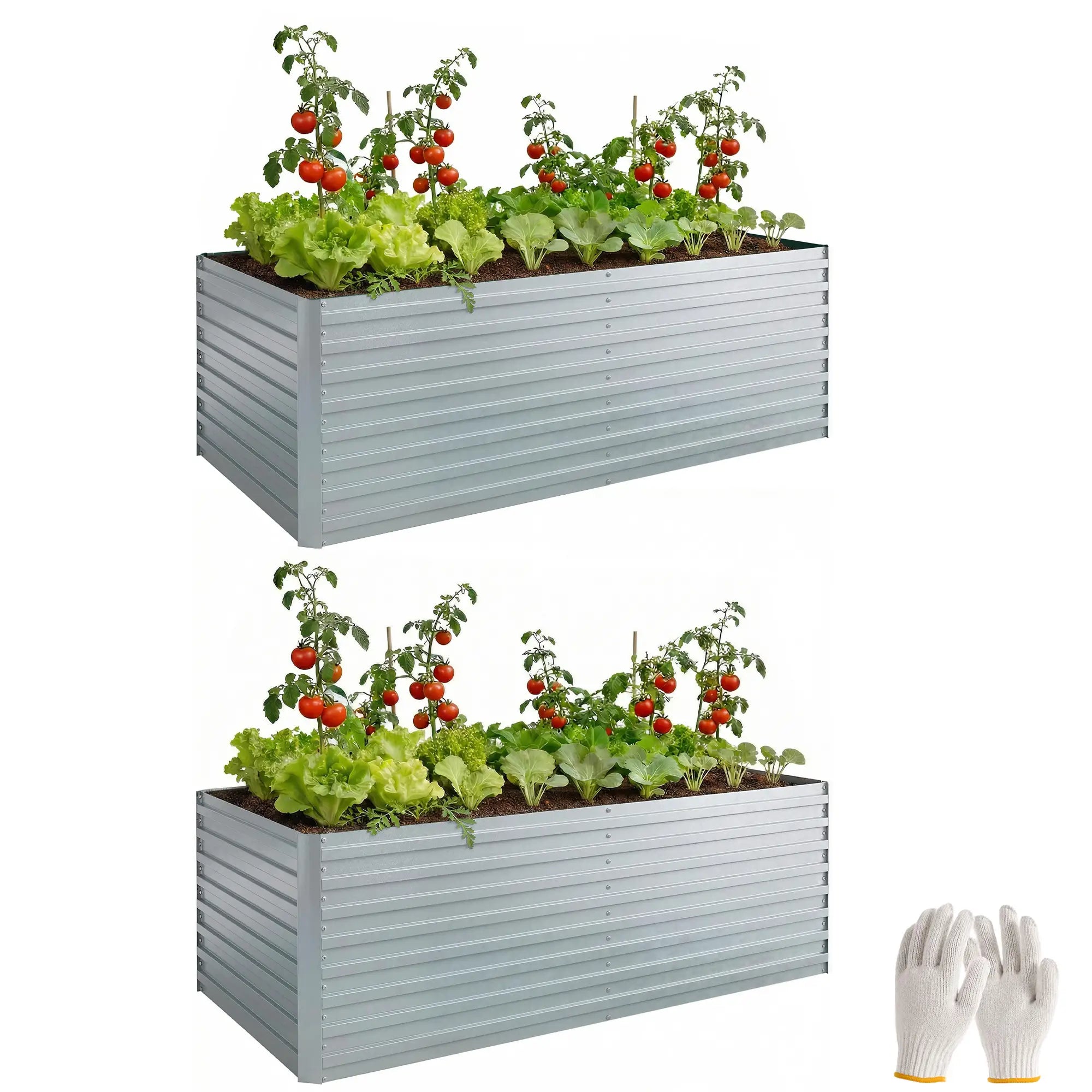 Galvanised Raised Garden Bed Set, 6 x 3 x 2 ft, Silver Galvanized Planter Boxes at Gallery Canada