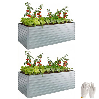 Galvanised Raised Garden Bed Set, 6 x 3 x 2 ft, Silver Galvanized Planter Boxes at Gallery Canada