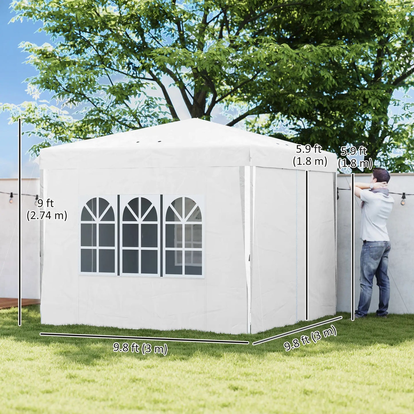 10' x 10' Pop-Up Canopy Tent, Height-Adjustable, Carry Bag Included, White Pop Up Canopies at Gallery Canada