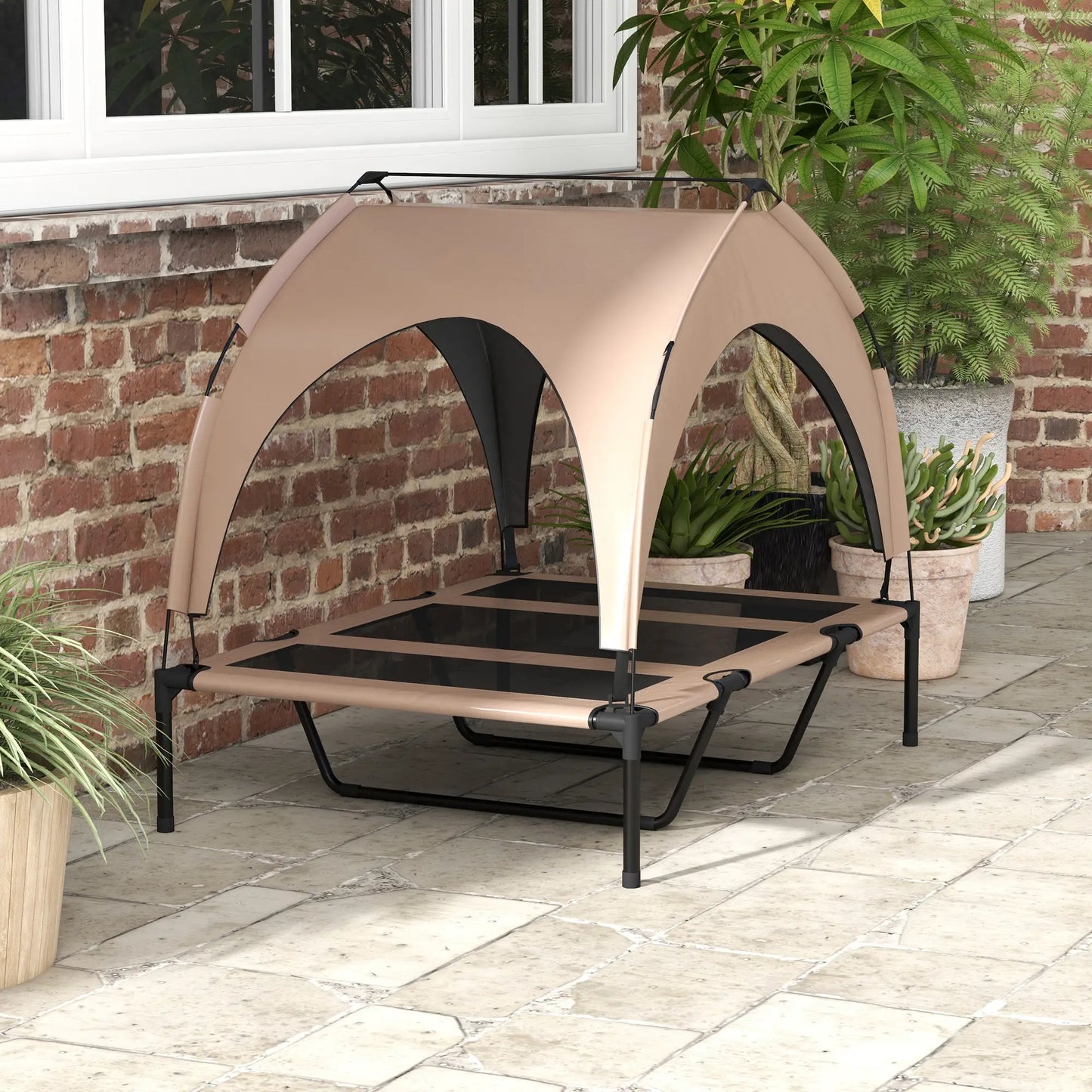 Raised Dog Bed, Cooling Cot with Canopy, Washable Mesh, Large, Coffee Elevated Dog Beds at Gallery Canada