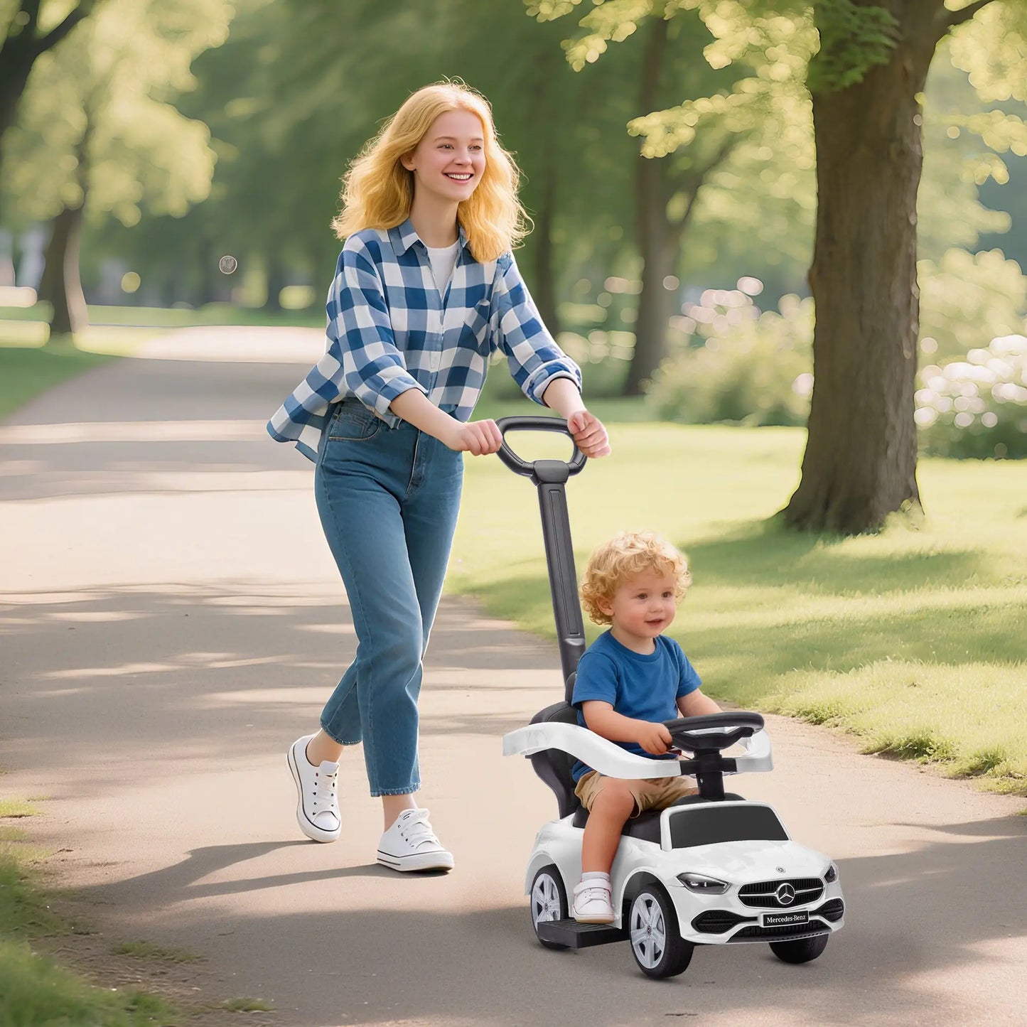 Mercedes-Benz 2-in-1 Toddler Push Car, White