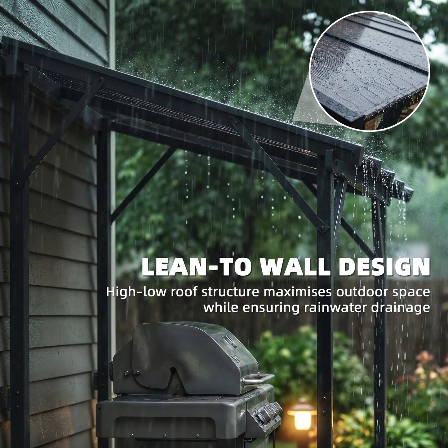 Hardtop Grill Gazebo, Lean-To BBQ Shelter With Polycarbonate Roof BBQ Grill Gazebos at Gallery Canada