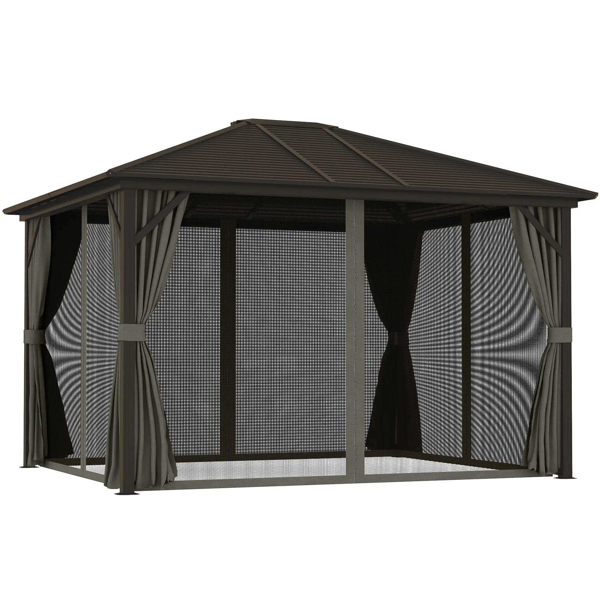 10' x 12' Hardtop Gazebo, Metal Roof, Aluminum Frame, Grey Gazebos at Gallery Canada