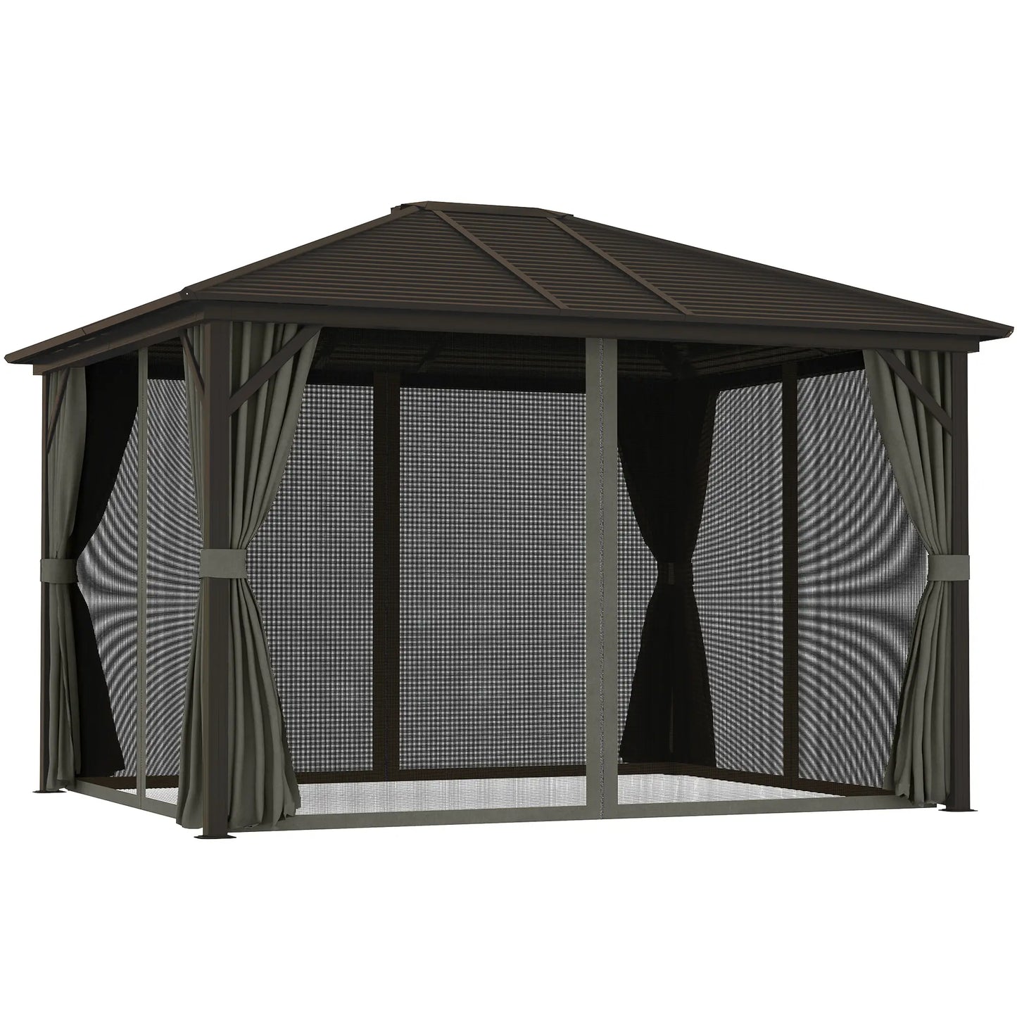 10' x 12' Hardtop Gazebo, Metal Roof, Aluminum Frame, Grey Gazebos at Gallery Canada