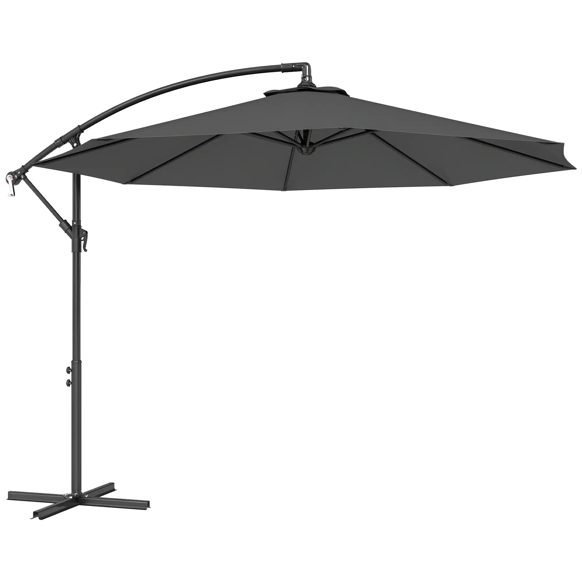 10' Grey Offset Patio Umbrella, Crank, Cross Base, Grey Offset Cantilever Umbrellas at Gallery Canada