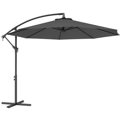 10' Grey Offset Patio Umbrella, Crank, Cross Base, Grey Offset Cantilever Umbrellas at Gallery Canada