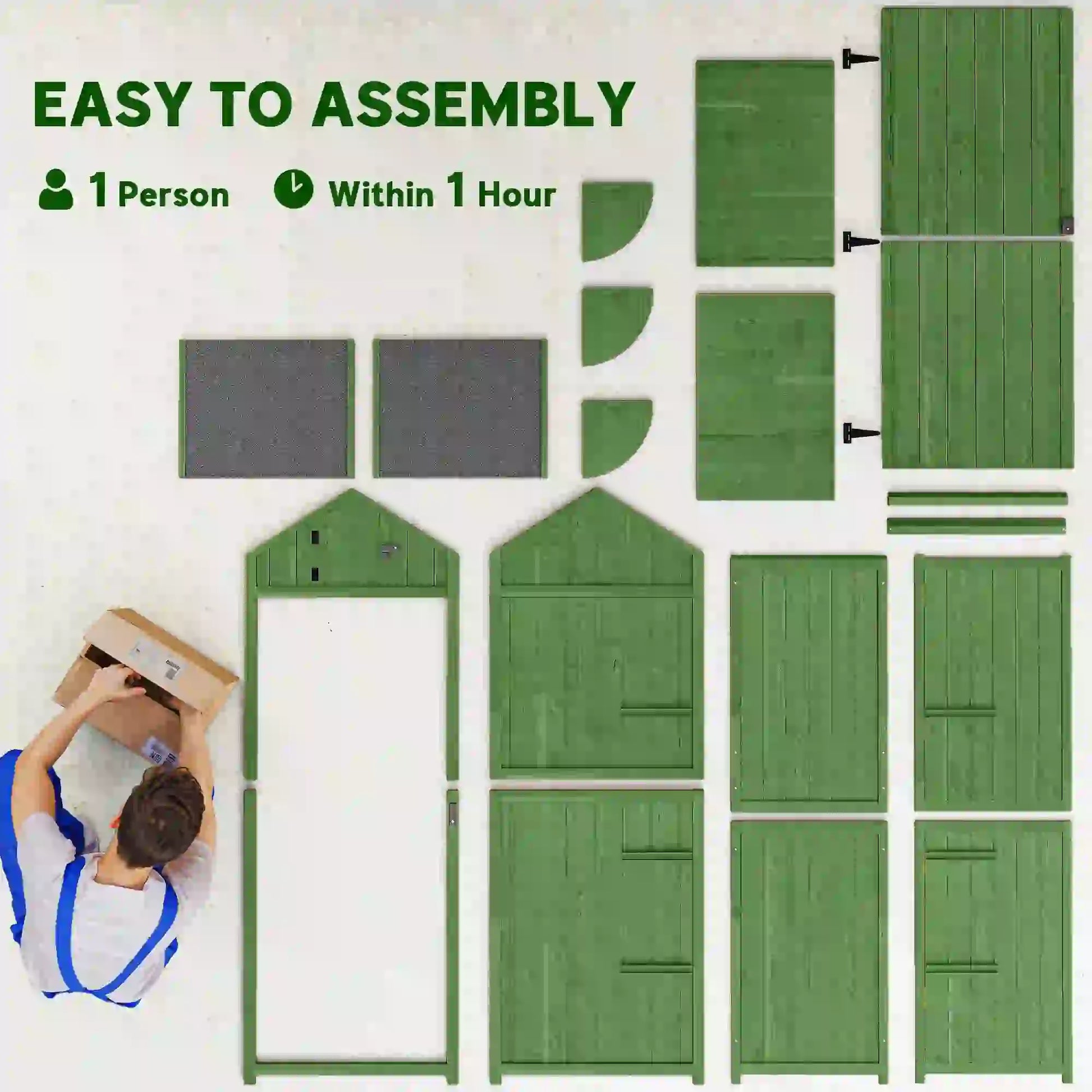 30" x 21" x 71" Garden Storage Shed, Outdoor Tool House, 3 Tier Shelves, Green Sheds at Gallery Canada