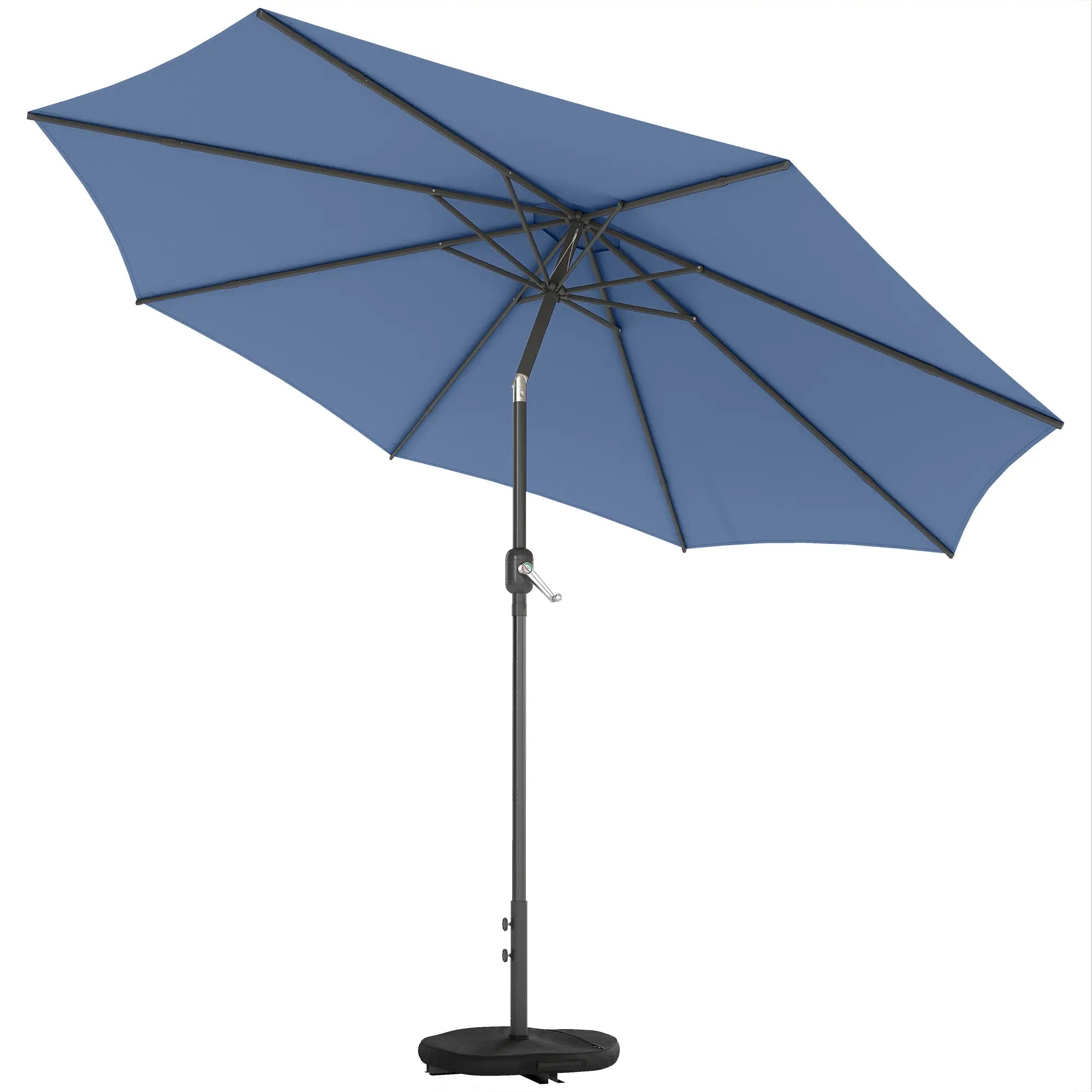 10' x 10' Round Market Umbrella, With Base, Sandbag, Crank Handle, Tilt, Blue Sun Umbrellas at Gallery Canada