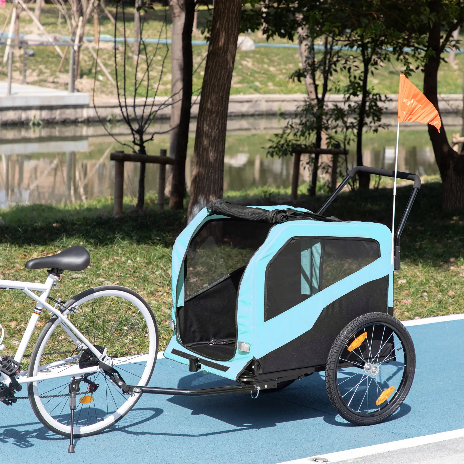 2-in-1 Dog Bike Trailer, Pet Stroller, Large, Quick-Release Wheels, Blue Dog Bike Trailers & Strollers at Gallery Canada