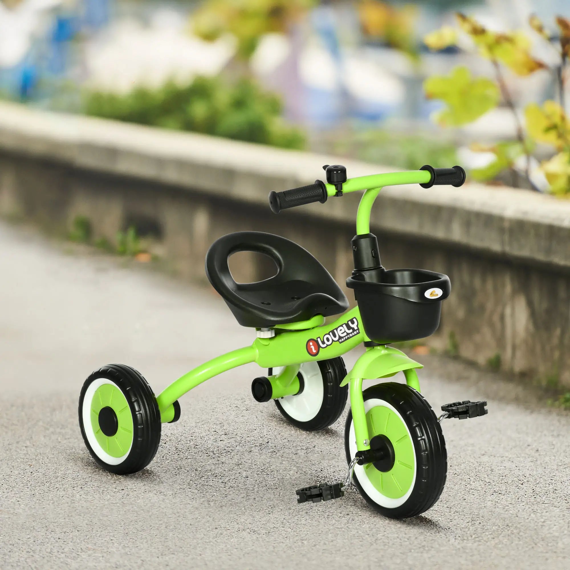 Toddler Tricycle for 2-5 Year Olds, Adjustable Seat, Basket, Bell, Green Tricycles for Kids at Gallery Canada