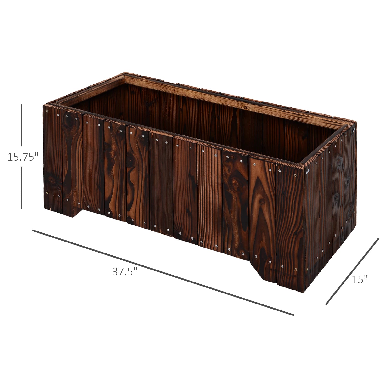 37.5"x15"x15.75" Raised Garden Bed, Wooden Planter for Outdoor Plants Wooden Planter Boxes at Gallery Canada