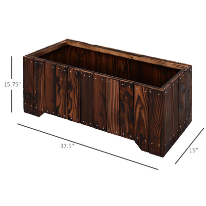 37.5"x15"x15.75" Raised Garden Bed, Wooden Planter for Outdoor Plants Wooden Planter Boxes at Gallery Canada