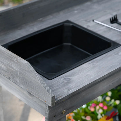 36 In Wooden Potting Bench With Sink, Drawer & Storage, Gray Potting Benches & Tables at Gallery Canada