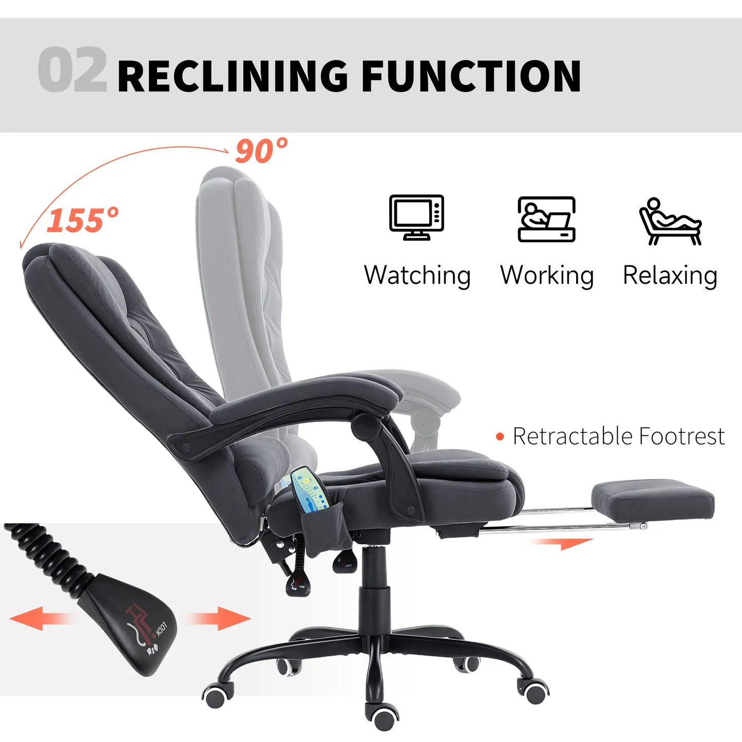 7-Point Vibrating Massage Chair with Footrest, Reclining Back, Black Massage Chairs at Gallery Canada