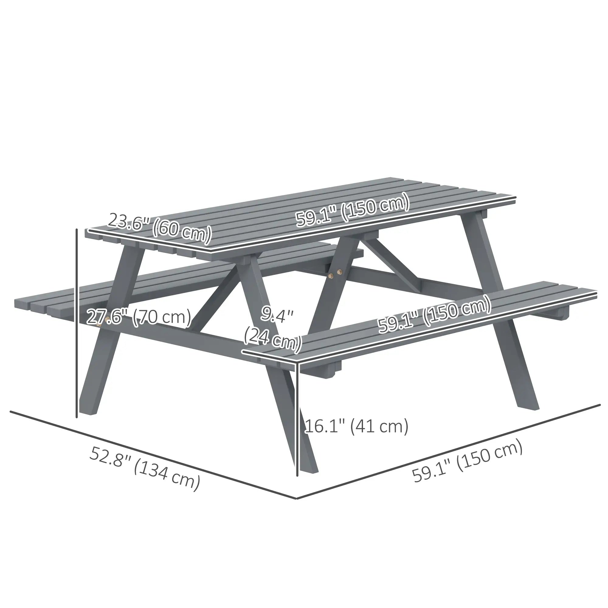 Wood Picnic Table With Umbrella Hole, Camping Table Bench Set, Grey Picnic Tables & Camping Chairs at Gallery Canada