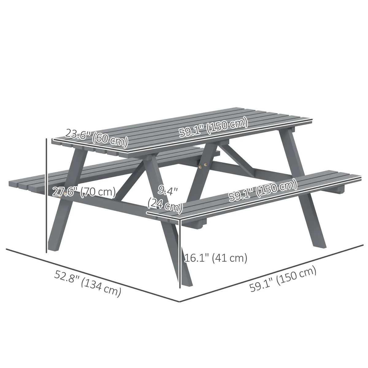 Wood Picnic Table With Umbrella Hole, Camping Table Bench Set, Grey Picnic Tables & Camping Chairs at Gallery Canada