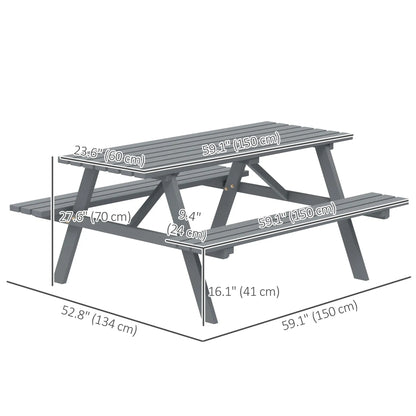 Wood Picnic Table With Umbrella Hole, Camping Table Bench Set, Grey Picnic Tables & Camping Chairs at Gallery Canada