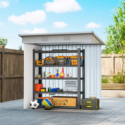 6' x 4' Metal Garden Shed, Lockable Sliding Doors, Vents, Grey