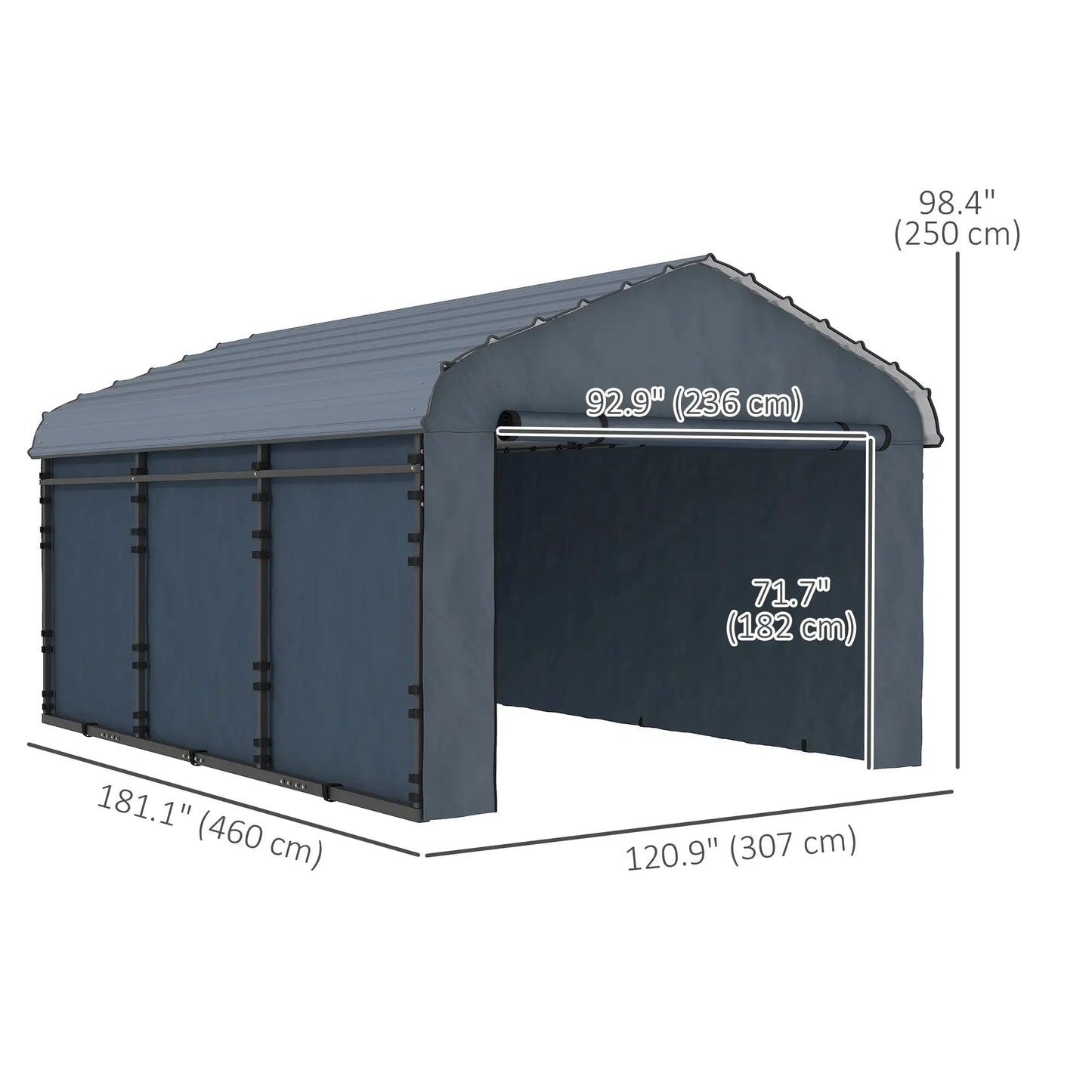 10' x 15' Metal Carport, Heavy Duty Garage Shelter, Dark Grey Car Shelters at Gallery Canada